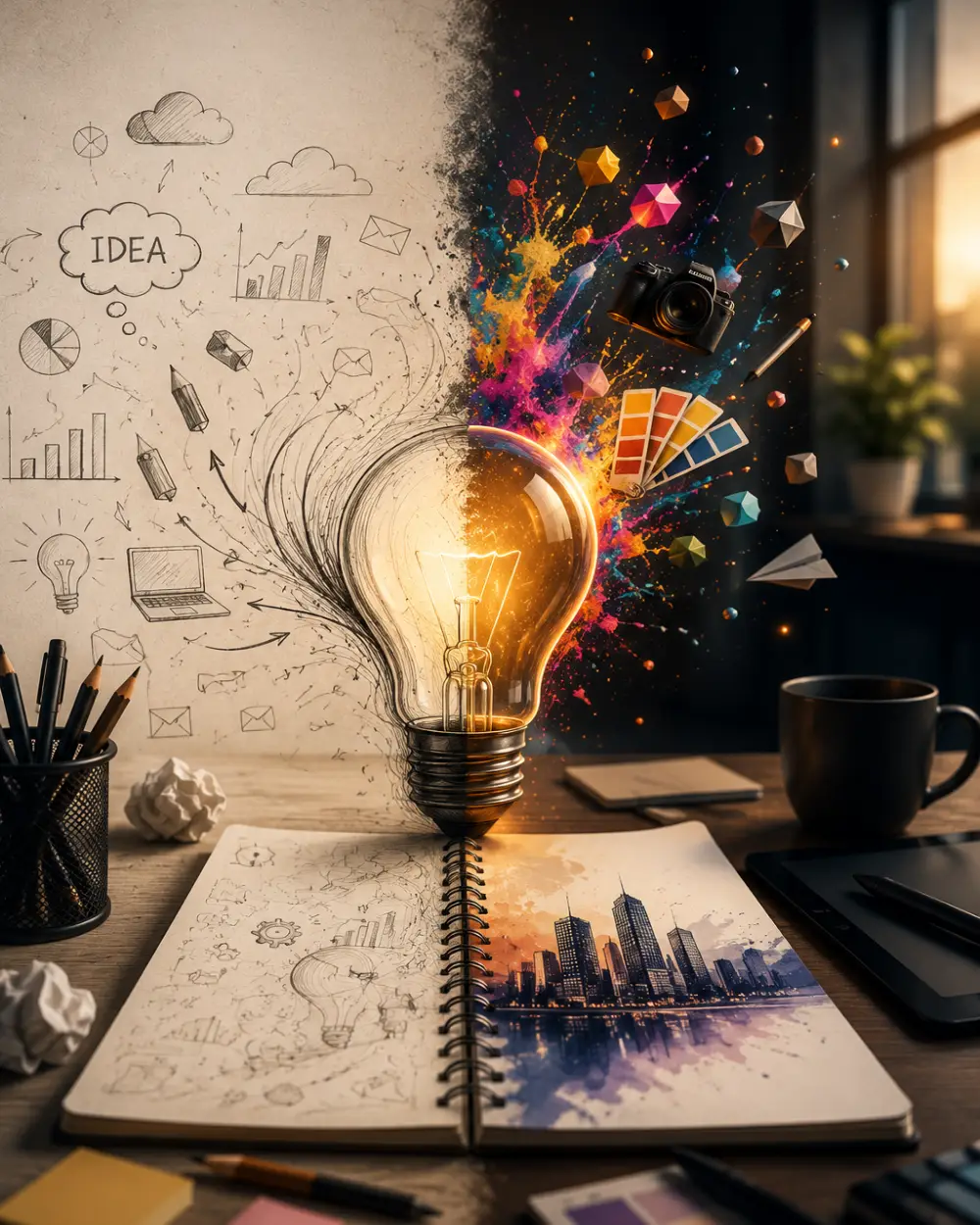 Designer sketching layout ideas